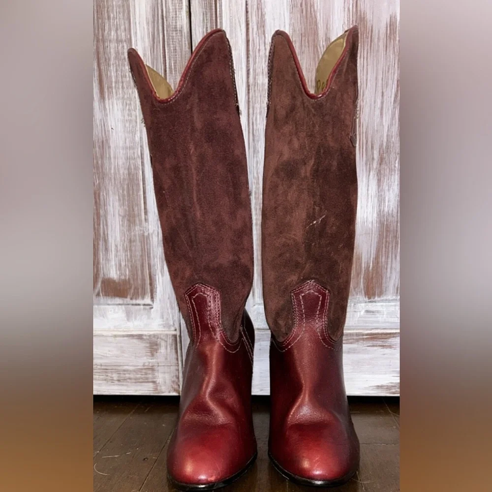 Elegant Burgundy Heeled Boots - Picture 3 of 8